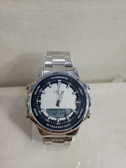 Dual-Display Ana-Digi Executive Sports Watch – 10-Year Battery Life & Water Resistant (Golden with black dial)