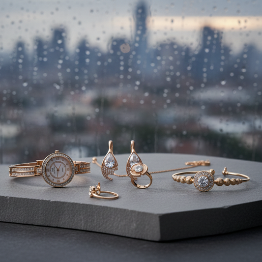 The Midnight Elegance Gold-Tone Jewelry & Timepiece Collection