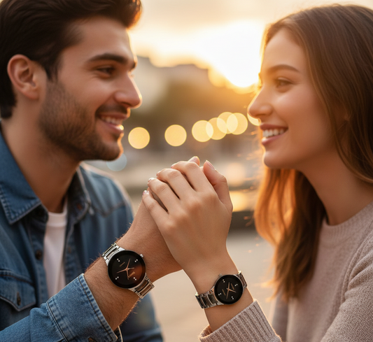POSITIF Couple Watch – Elegant Matching His & Her Timepieces | Stylish Pair Gift For Lovers, Anniversary & Special Occasions (random colour)