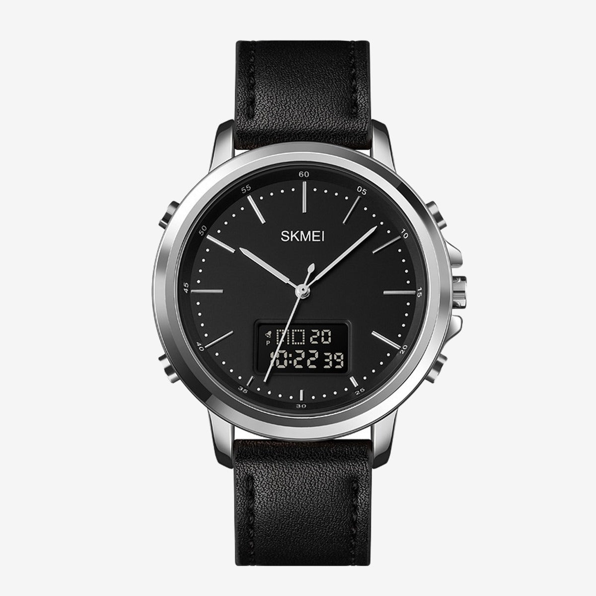 SKMEI Men's Fashion Digital Watch Analog Leather Multifunctional Waterproof Men's Watch 1652 | Skemi Men Digital Analog Watch - Without Box