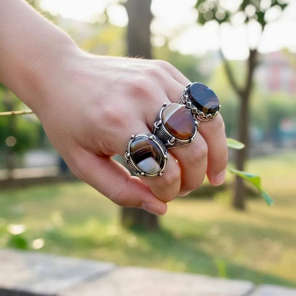 Ottoman Style Silver Plated Men’s Ring | Turkish Vintage Silver Plated Ring for Men | Royal Turkish Pattern Men’s Ring