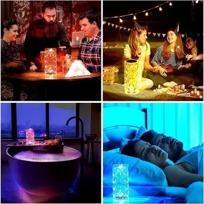 Crystal Diamond Touch Table Lamp | Rechargeable Crystal Diamond Lamp | Luxury Diamond Cut LED Table Lamp |  Touch Control Crystal Diamond Lamp