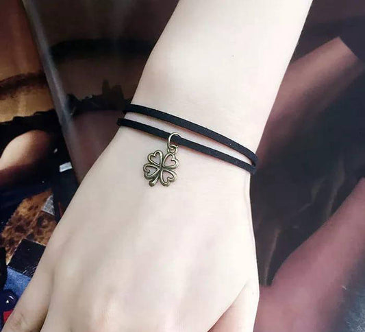 Charm Lucky Leaf Rope Bracelet | Lucky Leaf Charm Rope Bracelet | Fortune Leaf Adjustable Rope Bracelet