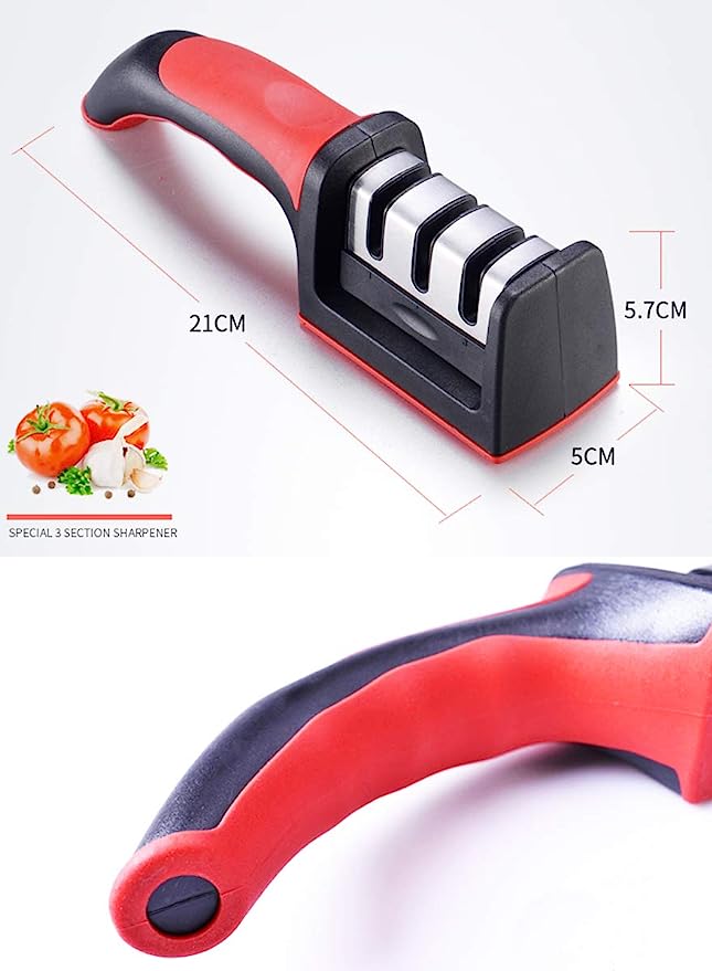 3-in-1 Knife Sharpener With Fruit And Meat Knife Peeler.3-Stage Diamond Coated Knife Sharpener