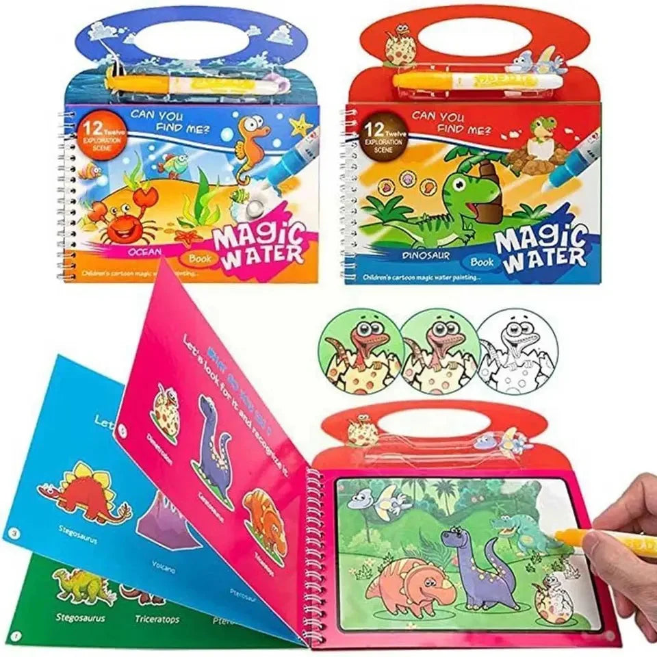 Magical Drawing Books With Pen, Water Reveal Activity Book For Kid  (random Design Books)