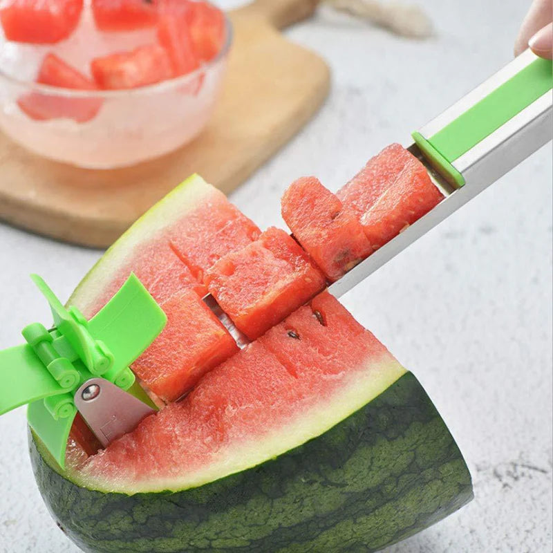Windmill Watermelon Cube Cutter | Watermelon Slicer Cutter, Stainless Steel Watermelon Cutter Wheel Fruit Knife Melon Knife Corer Kitchen Gadgets, Practical Tool for Fruit Vegetable Salad