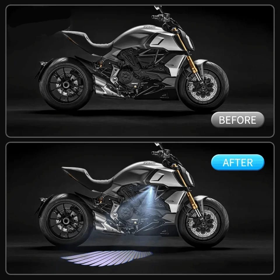 Angel Wing Light Dynamic Projection Lamp Universal Car Rear View Mirror Side Mirror  (2 Pcs) - Blue