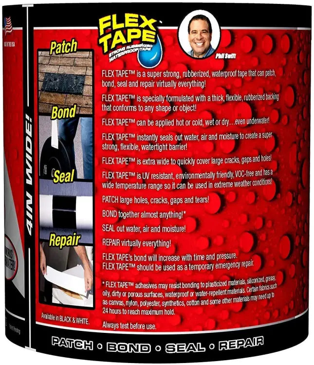 FLEX TAPE ULTRA-STRONG WATERPROOF ADHESIVE TAPE | Waterproof Seal Repair &amp; Sealant | Stop The Leak - 20 cm