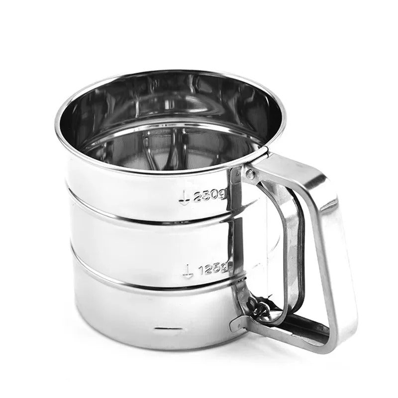Stainless Steel Flour Sieve Cup  Handheld Baking Sifter for Flour, Sugar &amp; Powdered Ingredients