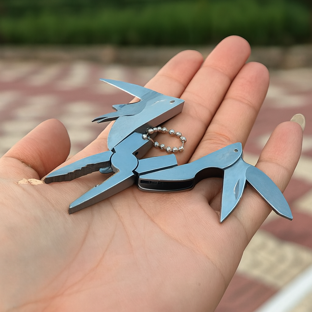 Stainless Steel Outdoor Portable Multirole Plier Knife Key Chain Screwdriver Mini Multi Tools With Leather Pouch For Camping, Hiking, And Everyday Use