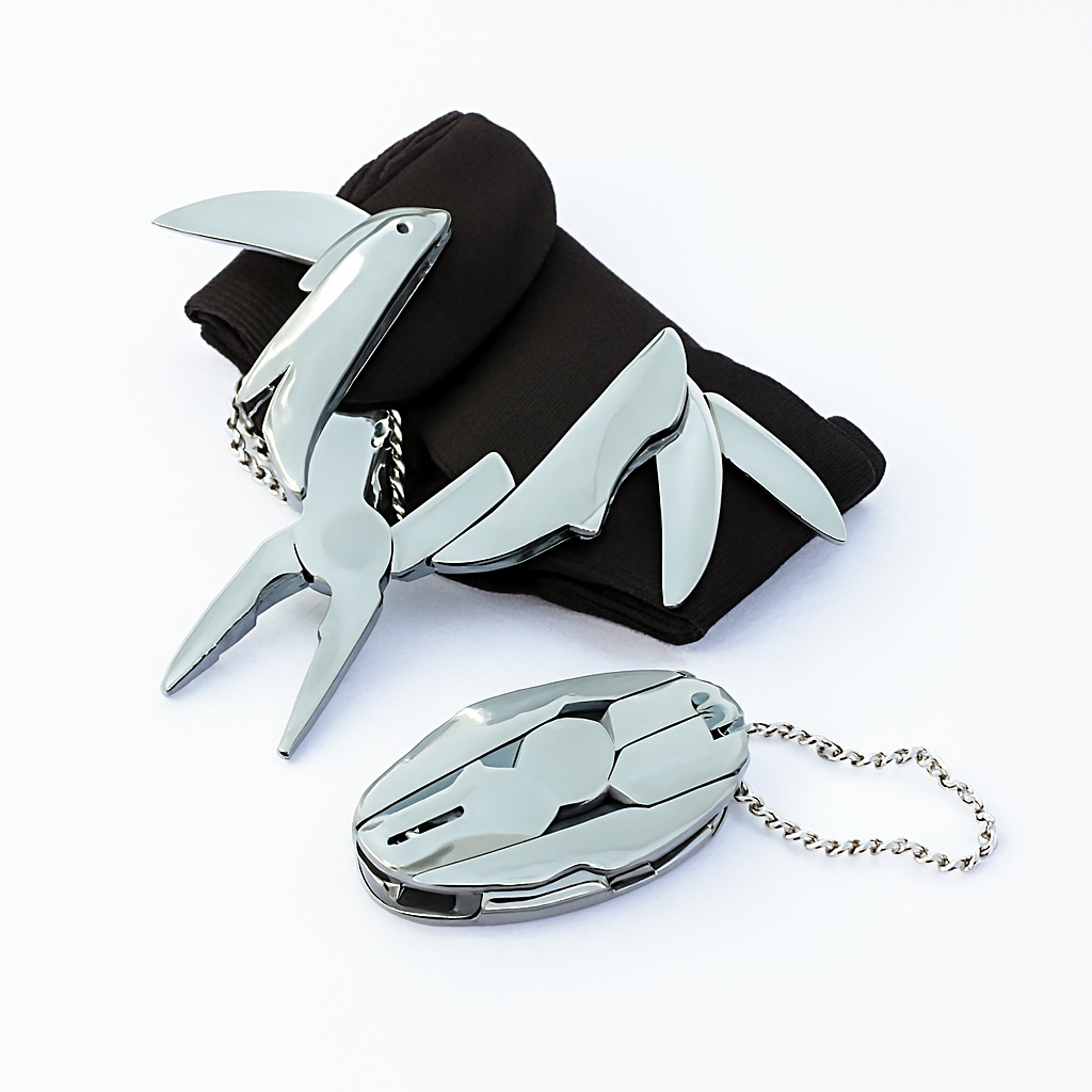 Stainless Steel Outdoor Portable Multirole Plier Knife Key Chain Screwdriver Mini Multi Tools With Leather Pouch For Camping, Hiking, And Everyday Use