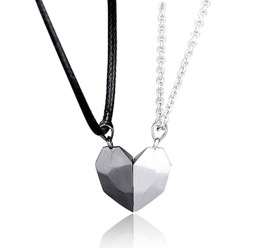 Necklace with geometric heart pendant on a white background