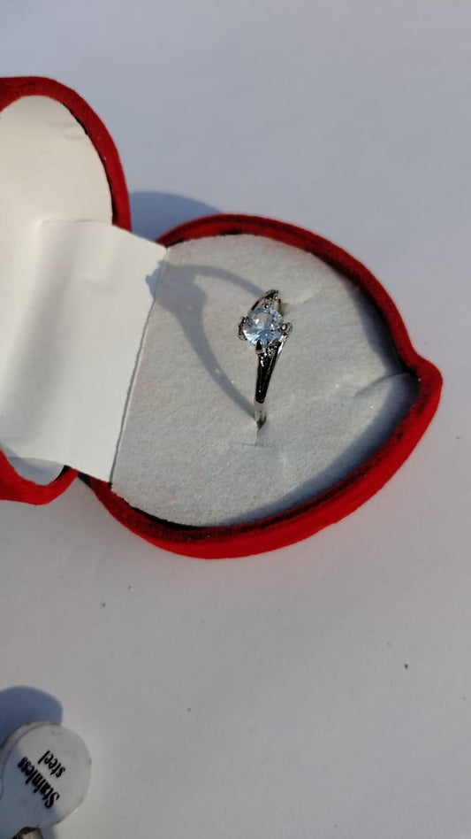 Elegant Stainless Steel Eternal Promise Couple Ring Set Featuring a Sparkling Solitaire Engagement Ring and a Sophisticated Modern Band for Lovers ( free size )