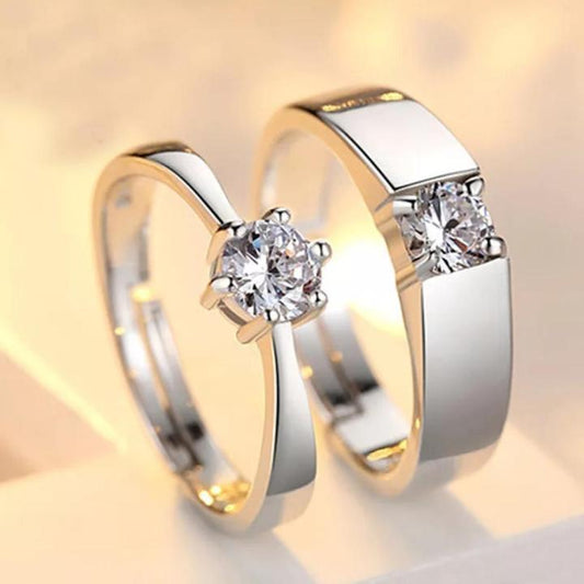 Charm Couple's Ring Set - Silver Plated | 2 Pcs Easy Wear Design