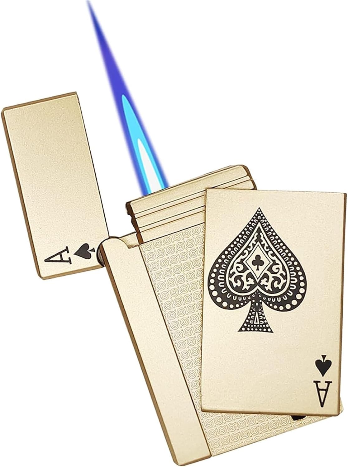 Jet Torch Playing Card Lighter, Green Flame Ace Card Lighter Windproof Refillable Lighter Playing Cards Cool Design (Metal Body) random color - Gold