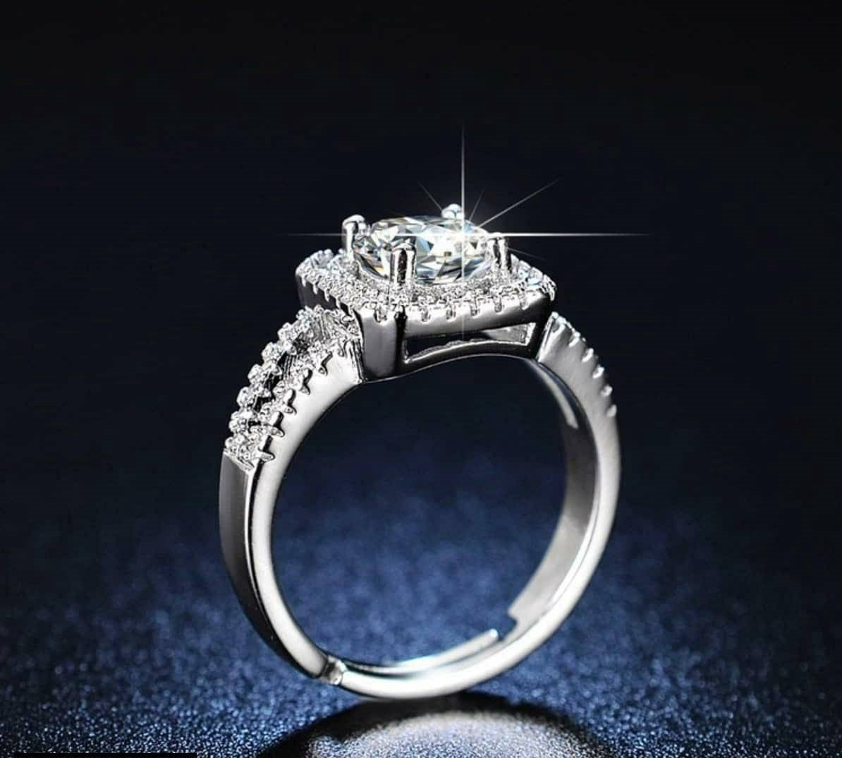 Square Cut American Diamond Ring | Classic Square AD Sparkle Ring | Luxury Square American Diamond Ring