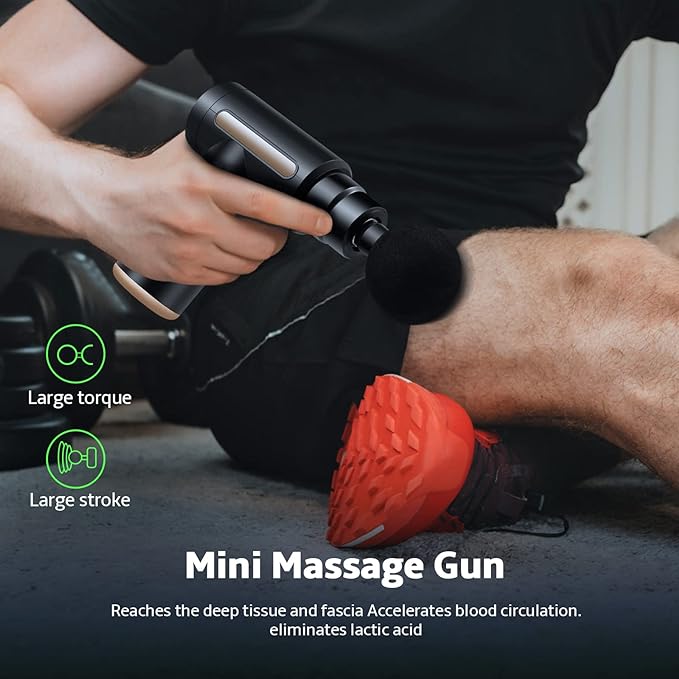 Massage Gun Deep Tissue, Handheld Muscle Massager with 4 Massage Heads