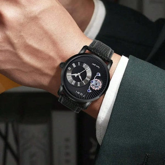 TOMI T-104 Face Strap Watch | Stylish Analog Wristwatch with Soft Strap | Casual & Fashionable Timepiece for Men and Women black colour