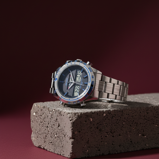 OHSEN Tactical Hybrid: Men’s Dual-Display Stainless Steel Sport Watch