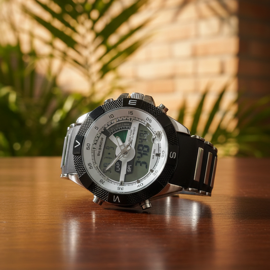 Besnew Men’s Rugged Dual-Time Sport Watch – Analog-Digital Chronograph with Silicone Strap