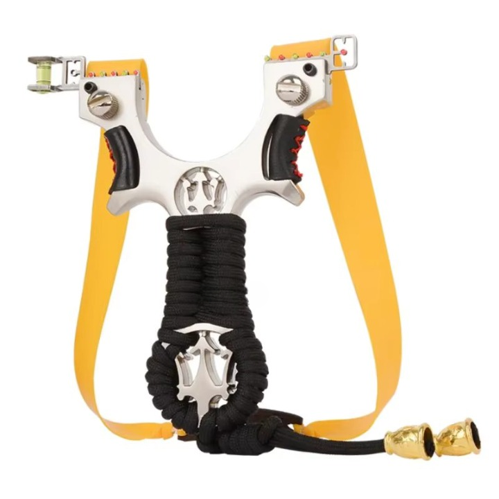 The Ultimate Slingshot Lot Imported Full Stainless Steel Body Laser Slingshot with Flat Rubber Band (Random design)