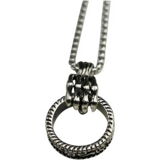 Ring Shaped Men's Necklace - 1 Pc Silver & Golden Unique Design