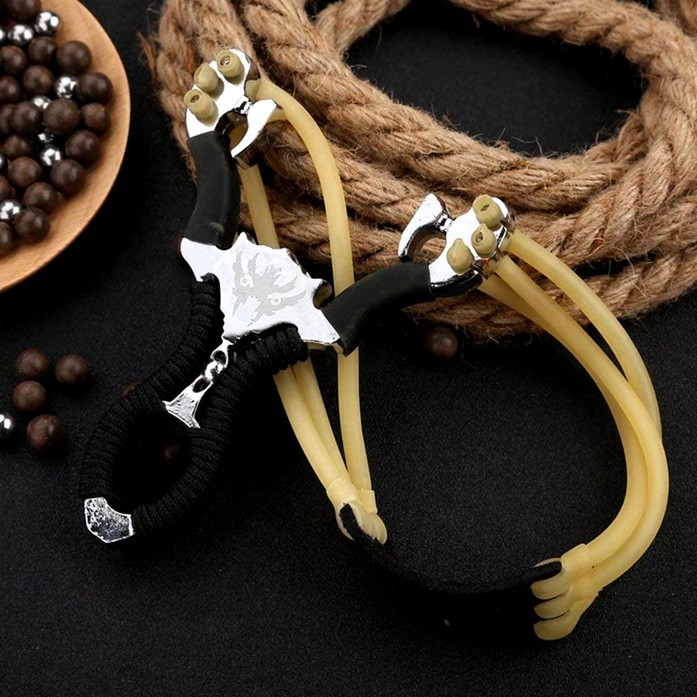 The Ultimate Slingshot Lot Imported Full Stainless Steel Body Laser Slingshot with Flat Rubber Band (Random design)