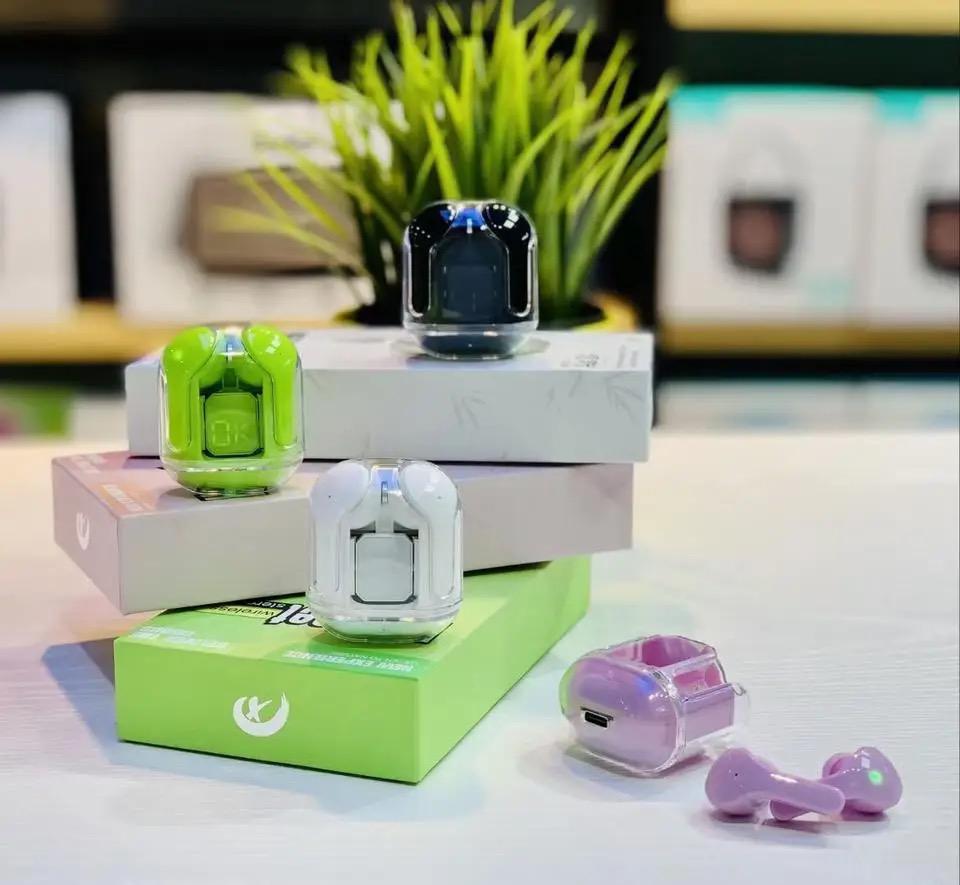 Air31 Earbuds Wireless Crystal Transparent body - with silicone pouch ( random color )