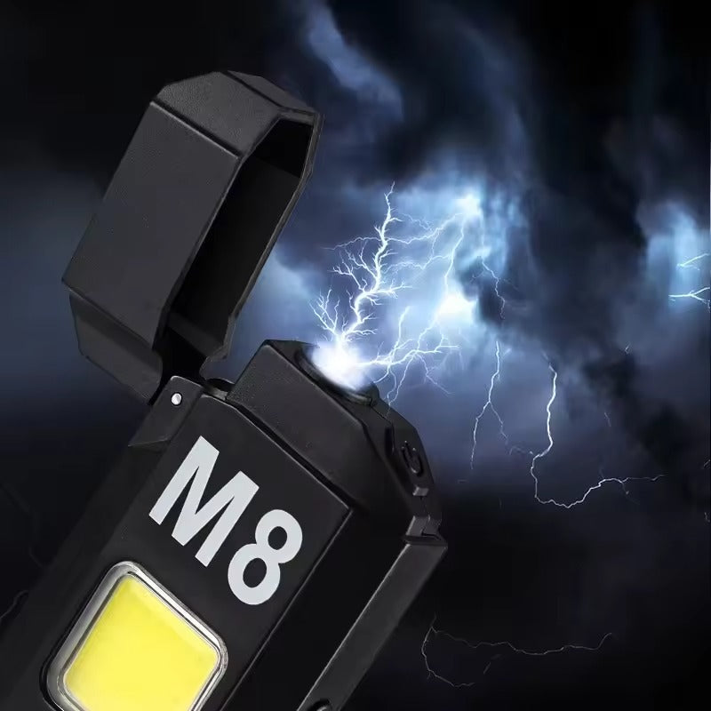 DH-001 COB Led Flashlight With Lighters Dual Arc Pulse Flameless Lighter Type C Rechargeable Lighter Work Light Mini Light Men's Gift | Dual Arc Pulse Flameless Lighter