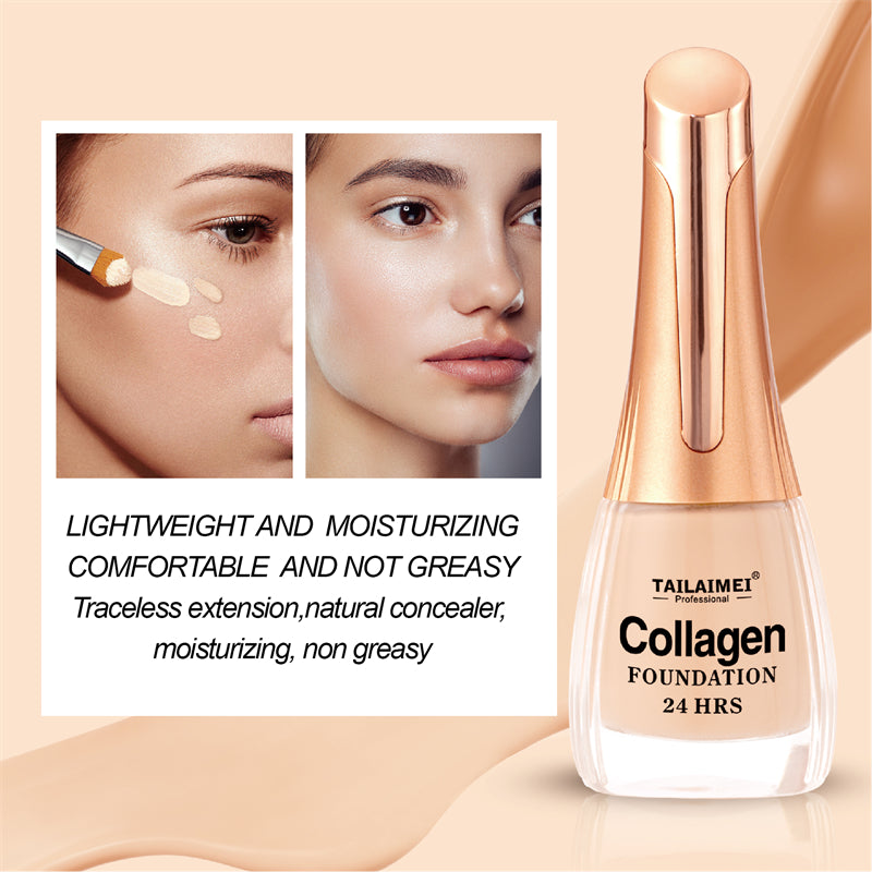 24 Hrs Flawless Finish Collagen Foundation  Long-Lasting Creamy Formula for Smooth, Radiant &amp; Even Skin Tone, 35ml