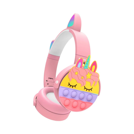 CT-950 Unicorn Bluetooth Headphones | A-POP It Colorful Cat Ear Wireless Headset with LED Lights for Women & Kids