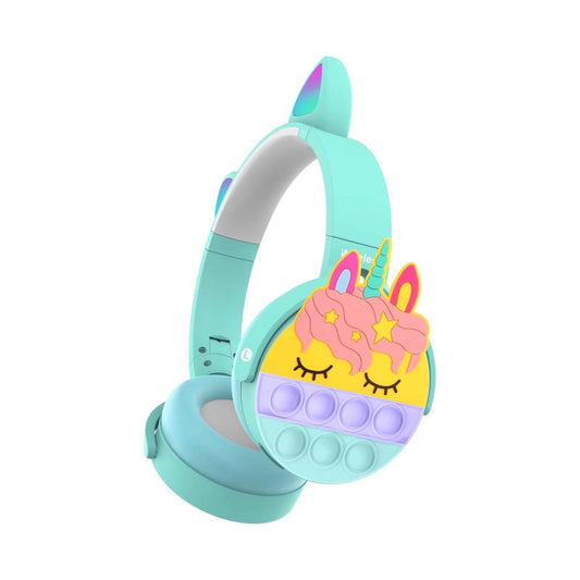 CT-950 Unicorn Bluetooth Headphones | A-POP It Colorful Cat Ear Wireless Headset with LED Lights for Women & Kids
