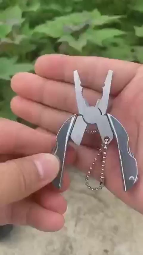 Stainless Steel Outdoor Portable Multirole Plier Knife Key Chain Screwdriver Mini Multi Tools With Leather Pouch For Camping, Hiking, And Everyday Use