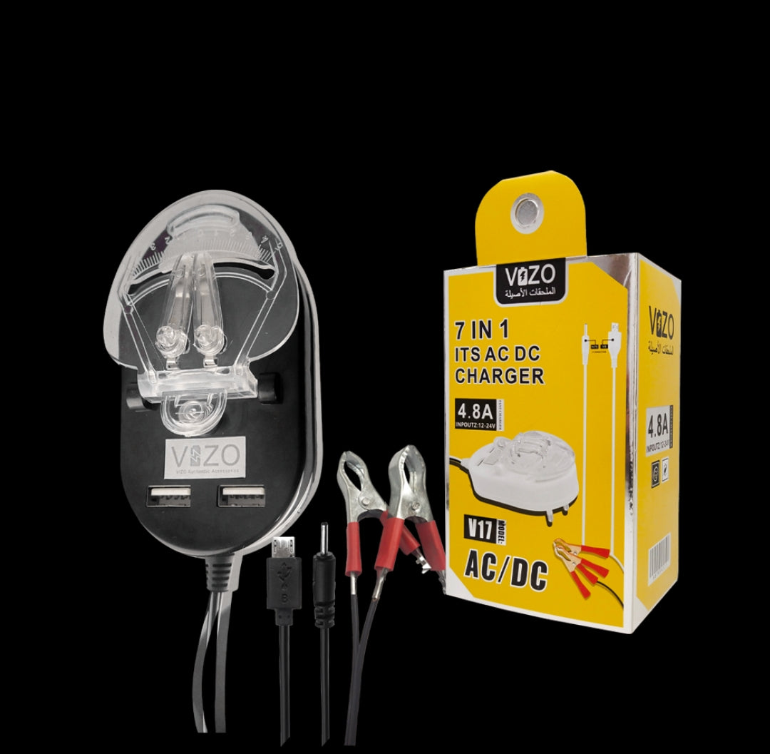 Vizo V17 - 7-in-1 Multi-Port Charger | Best Quality Charger For Android | AC/DC Clamp Charger